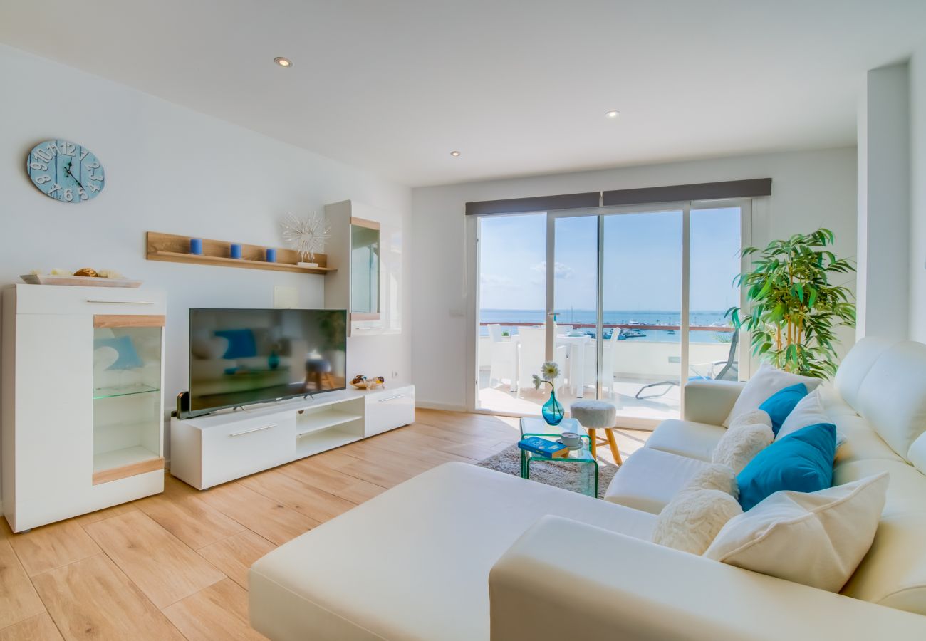 Appartement à Alcudia - Appartement Blue Attic Beach avec Vue sur la Mer à Port Alcudia